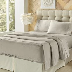 Alternative view of Promo 🥰 Five Queens Court Royal Fit Adjustable Mattress Bed Sheet Set Grey 🌟