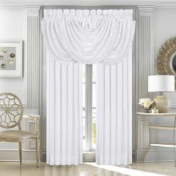New π Five Queens Court Mackay Woven Waterfall Valance With Pleats White π₯°