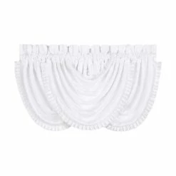 Alternative view of New 👏 Five Queens Court Mackay Woven Waterfall Valance With Pleats White 🥰