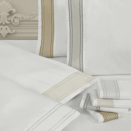 Cheap π Five Queens Court Montefiore Embroidered Sheet Set Silver π 2 Cheap π Five Queens Court Montefiore Embroidered Sheet Set Silver π - Image 2