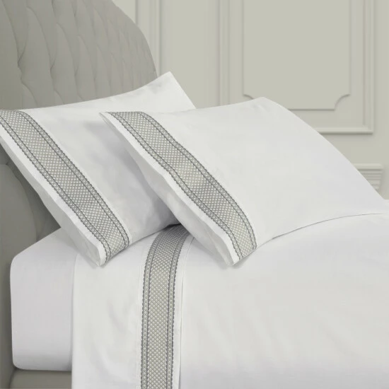 Cheap π Five Queens Court Montefiore Embroidered Sheet Set Silver π 3 Cheap π Five Queens Court Montefiore Embroidered Sheet Set Silver π - Image 3