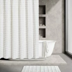 Alternative view of Budget 🌟 Five Queens Court Carter Shower Curtain White 💯