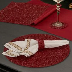 Best Pirce ❤️ Five Queens Court Shimmer 🎄 Christmas Napkin Ring 4 Piece Set 🔔