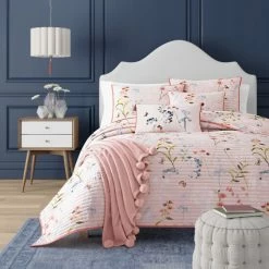 Deals 🌟 Five Queens Court Blakely Floral Quilted Coverlet ⭐