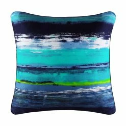 Alternative view of Budget 🎉 Five Queens Court Cameron White And Blue Cotton 18-inch Decorative Throw Pillow ✔️