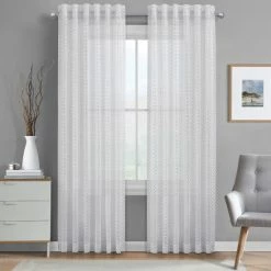 New π Five Queens Court Anderson Metallic Window Sheer Panel White β¨