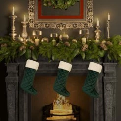 Alternative view of Hot Sale 🔥 Five Queens Court Cozy Sherpa ❄ Christmas Stocking Evergreen ✨