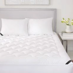 Alternative view of Buy 🎁 Five Queens Court Elegance 233 TC Cotton Top Allergen Barrier Mattress Pad - White 😀
