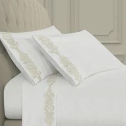 Deals β Five Queens Court Isabel Embroidered Sheet Set Ivory π€©