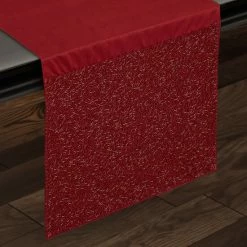 Flash Sale 🧨 Five Queens Court Shimmer 🎅 Christmas Table Runner Crimson 🌟