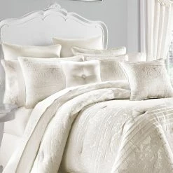 Alternative view of Flash Sale ⌛ Five Queens Court Mackay Woven Scroll Horizontal Stripe 4-piece Comforter Set White ⌛