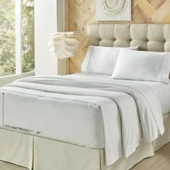 Alternative view of Buy 🎁 Five Queens Court Royal Fit 800 Thread Count 4 Piece Bed Sheet Set White 😍