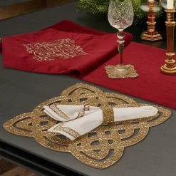 Alternative view of Best deal ✨ Five Queens Court Nicholas 🎅 Christmas Placemat 2 Pack Crimson 👍