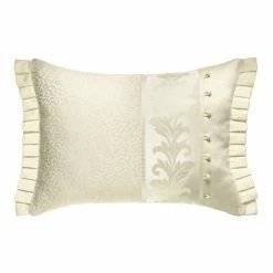 New π Five Queens Court Button Accent Luxe Boudoir Pillow Silver π