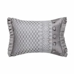 Alternative view of New 🎉 Five Queens Court Button Accent Luxe Boudoir Pillow Silver 😍