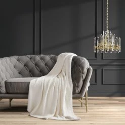 Coupon 😉 Five Queens Court Barcelona Chenille Throw Charcoal 🔥