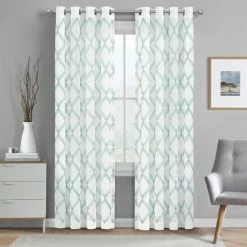 Budget π€© Five Queens Court Diamante Embroidered Grommet Window Semi-Sheer Panel π