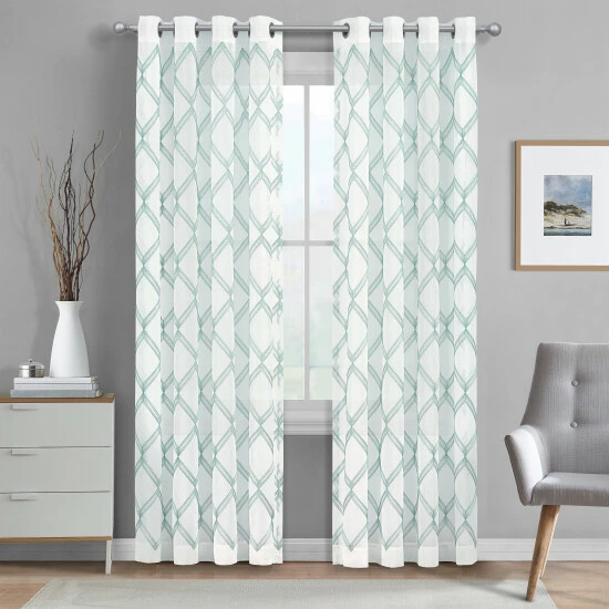 Budget π€© Five Queens Court Diamante Embroidered Grommet Window Semi-Sheer Panel π 1 Budget π€© Five Queens Court Diamante Embroidered Grommet Window Semi-Sheer Panel π
