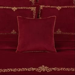 Alternative view of Top 10 🌟 Five Queens Court Nicholas Crimson 18" Square Embellished Decorative Throw Pillow 🔥
