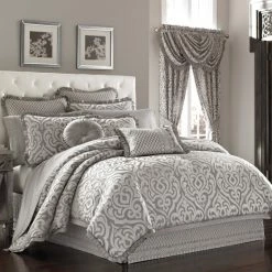 Best Pirce π Five Queens Court Lafayette 4-piece Silver Damask Comforter Set π