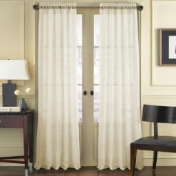 Deals 🎁 Five Queens Court Sidney Woven Semi Sheer Single Curtain Panel White 😉 -Five Queens Court Shop unnamed file 760