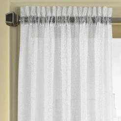 Deals 🎁 Five Queens Court Sidney Woven Semi Sheer Single Curtain Panel White 😉 -Five Queens Court Shop unnamed file 761