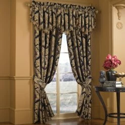 Best deal π Five Queens Court Reilly Woven Chenille Damask Luxury Curtain Panel Pair - 50" W X 84" L π
