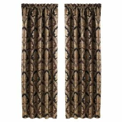 Alternative view of Best deal 😍 Five Queens Court Reilly Woven Chenille Damask Luxury Curtain Panel Pair - 50" W X 84" L 😉