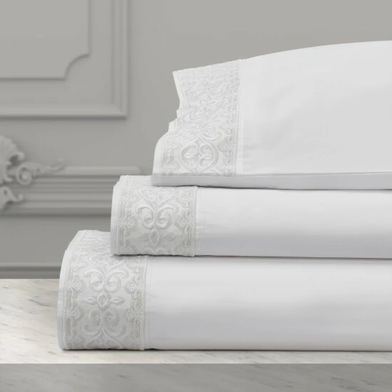 Cheap π Five Queens Court Makayla Embroidered Sheet Set White π 6 Cheap π Five Queens Court Makayla Embroidered Sheet Set White π - Image 6