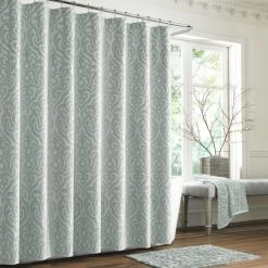 Alternative view of Best reviews of 🌟 Five Queens Court Sarah Woven Jacquard Shower Curtain Spa 🧨