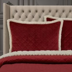 Alternative view of Budget 👍 Five Queens Court Cozy Sherpa Quilt Set Evergreen 🔔