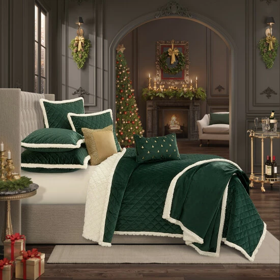 Budget π Five Queens Court Cozy Sherpa Quilt Set Evergreen π 8 Budget π Five Queens Court Cozy Sherpa Quilt Set Evergreen π - Image 8